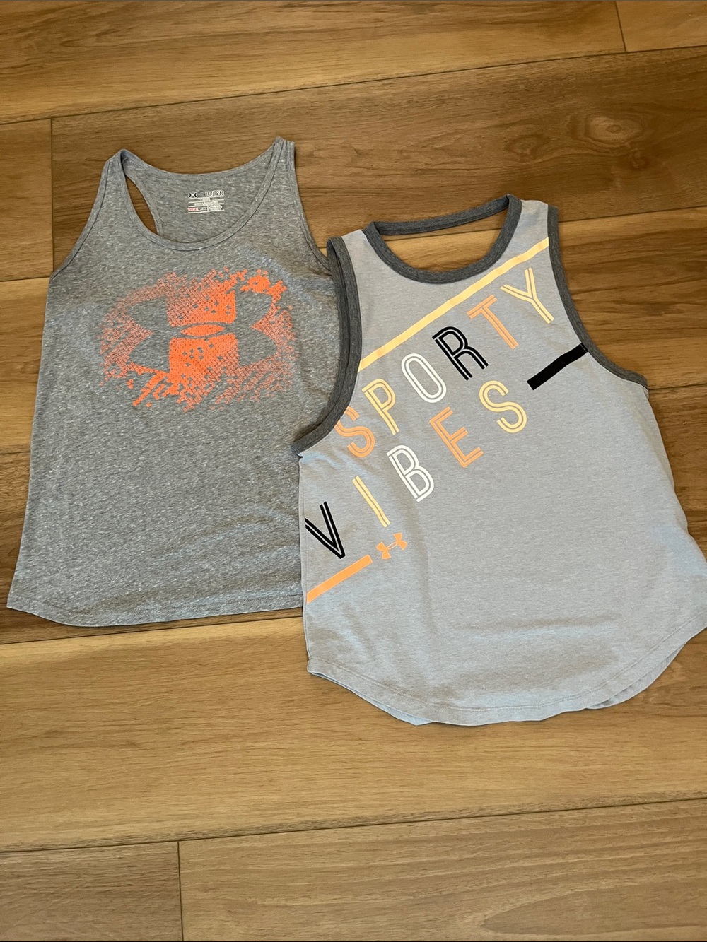 Under Armour Girls' Gray Tank Tops with Neon Orange Accents